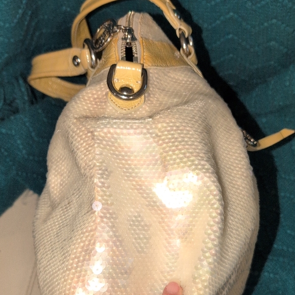 2010 Coach Poppy Op Art Glam Bag - J1069-16303 Sequin And Leather - Picture 9 of 16